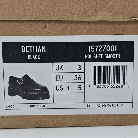 Dr Martens Bethan Oxford Platform Black Mary Jane Leather Shoes Womens US W5 NEW - Picture 9 of 9